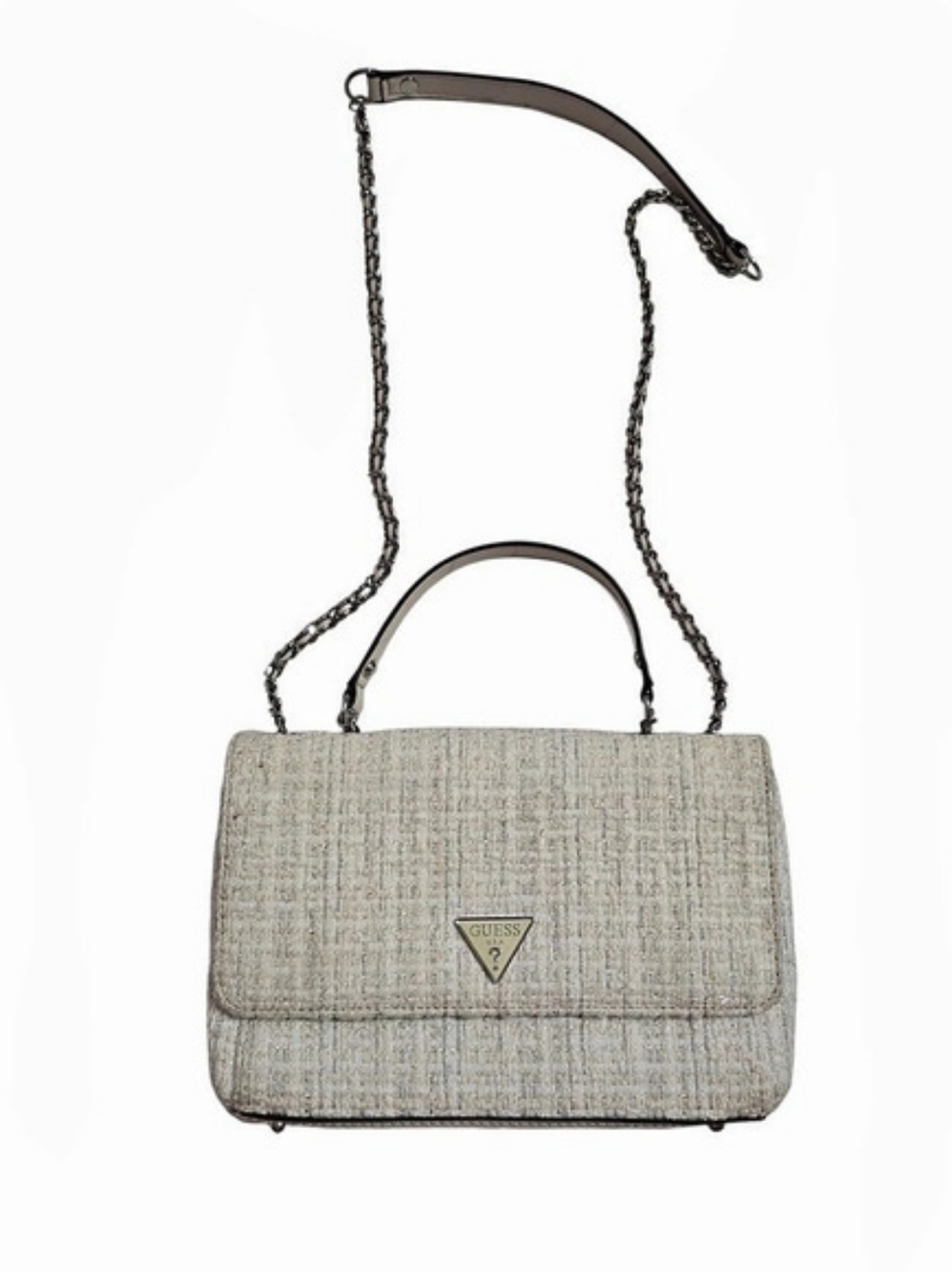 Guess Cessily Tweed Cream Convertible Shoulder Crossbody Bag